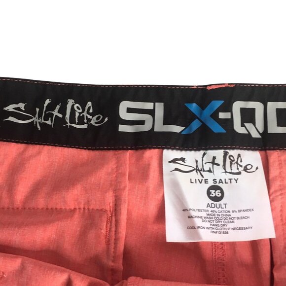 Salt Life Shorts Mens 36 Coral SLX-QD Vapor Stretch Hybrid Quick Dry Fishing - Picture 5 of 16